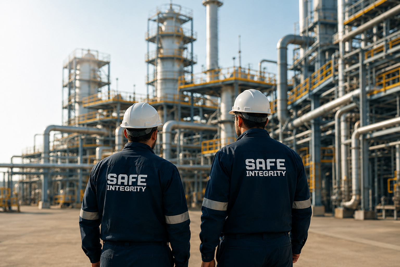 Safe Integrity engineers reviewing an industrial facility